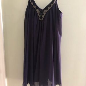 Express Purple Beaded Swing Dress